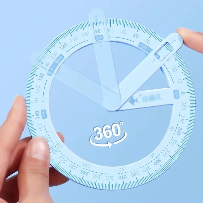 360 Degree Rotation Plastic Activity Ruler Creative Angle Draw Protractor for School Office Use