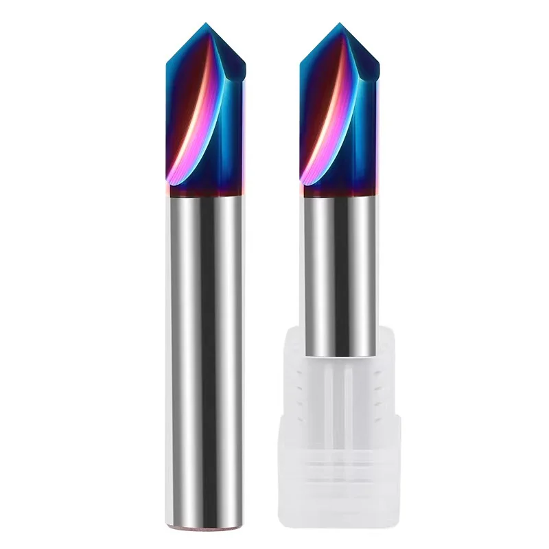 1pcs 65° 2-Flute Tungsten Steel Chamfer Mill, 90° Straight Flute Carbide 2-Flute Chamfer End Mill