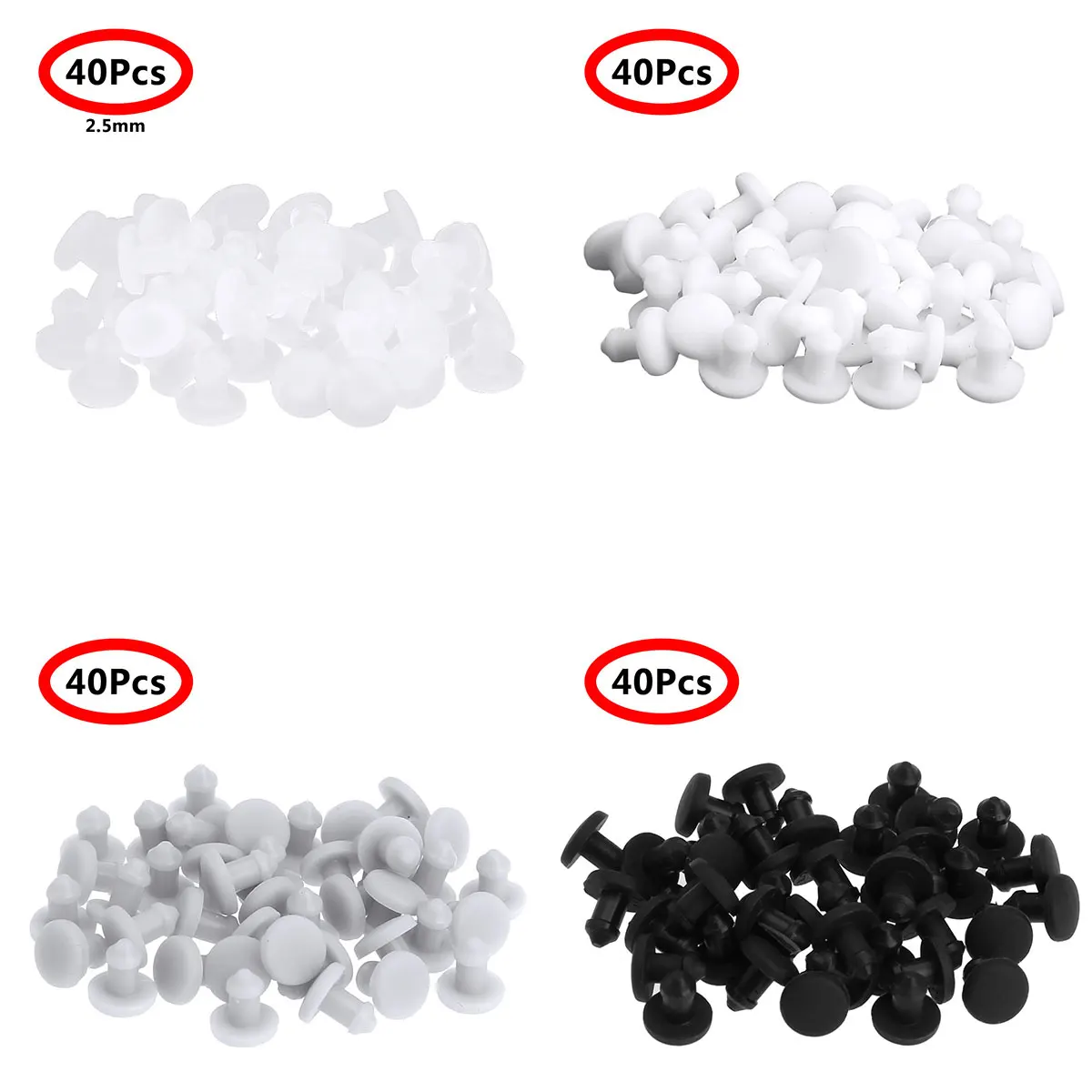 

40Pcs 2.5mm Rubber Stoppers Hole Cover High Temperature Resistant Solid Rubber Plug Stopper Paint Protection Round Insert Gasket