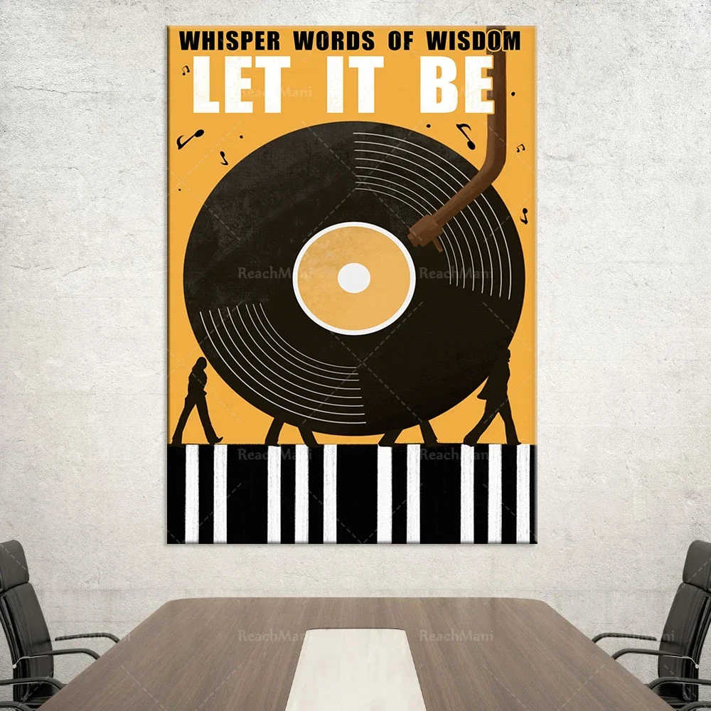 Pianiste Piano Vinyl Gramophone Register Whispers Words of Wisdom Let it be a poster wall art printing home life decoration post