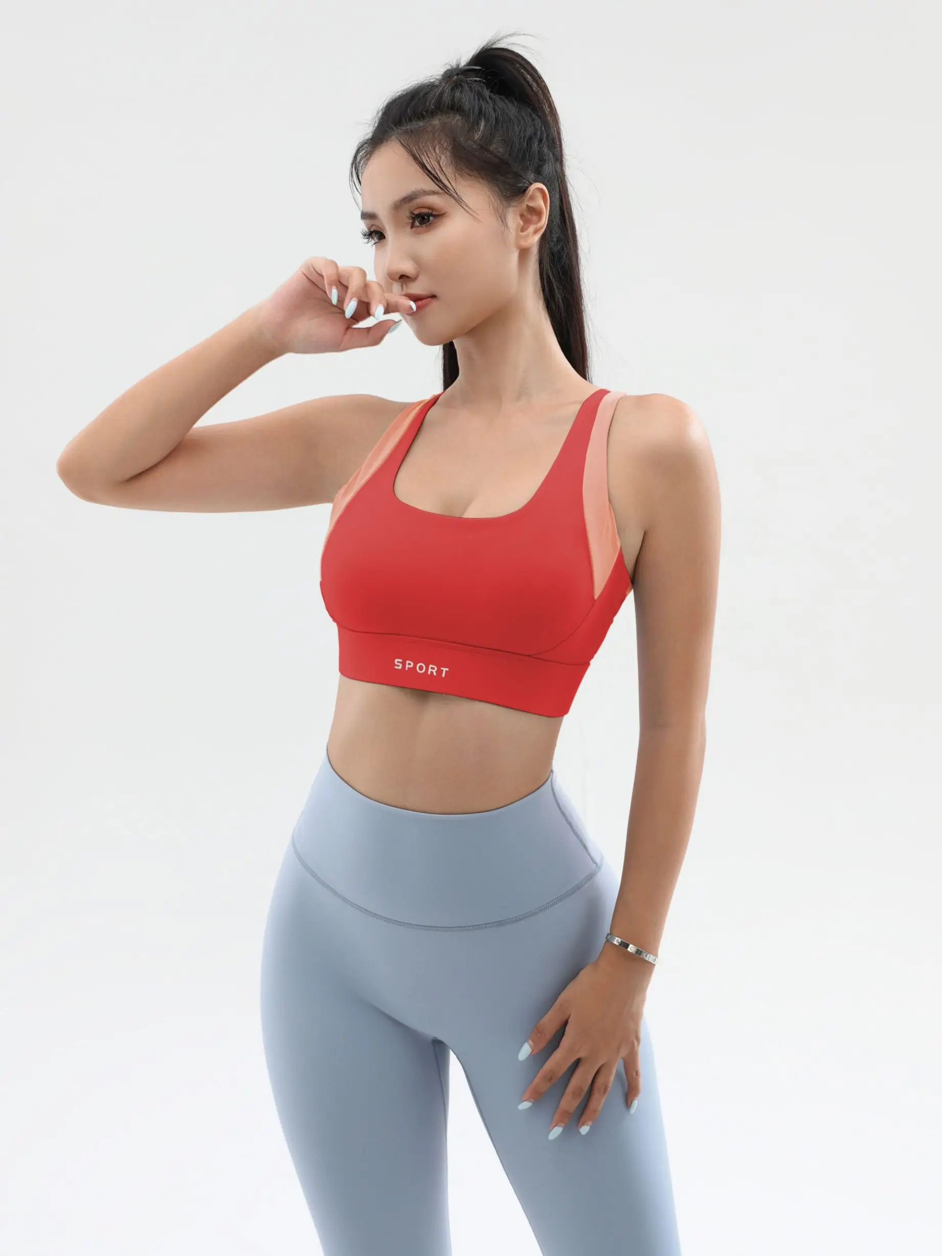 Fashion One-piece  High Strength Shock-proof Yoga Running Fitness Sports Cross Back Plus Size  Bra  for Women