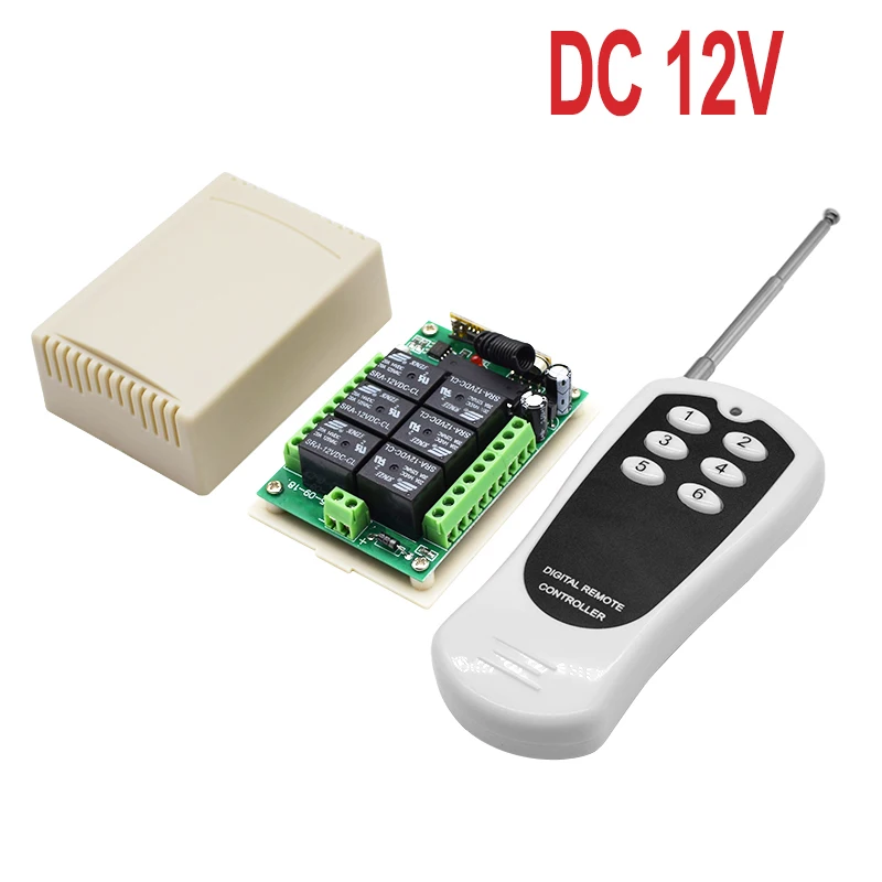 

433MHz 6 Channel Universal Remote Relay Module Wireless Light Switch Receiver Control with 6 Button RF Transmitter DC 12V 24V