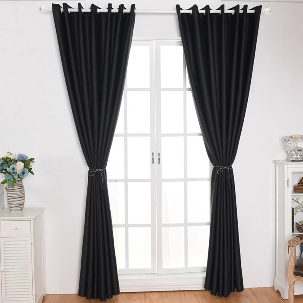 

Window Curtain Pair Black Linen Textured Premium Insulated Blackout Curtains Sleep Well Room Darkening Drapes