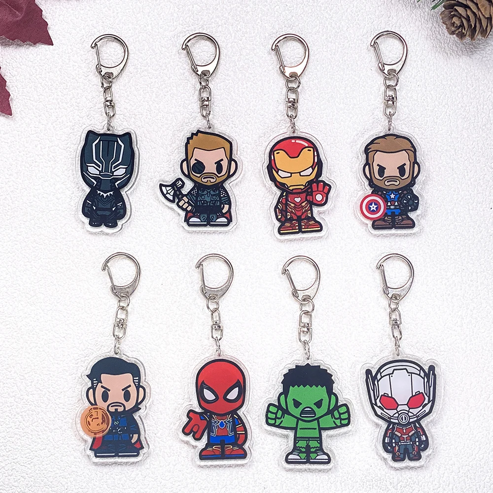 11 Stück Cartoon-Charaktere Avengers Schlüsselanhänger Zubehör Acryl Niedliche Anhänger für Taschen Schlüsselhalter Rucksack Dekoration Geschenk – Detail 3
