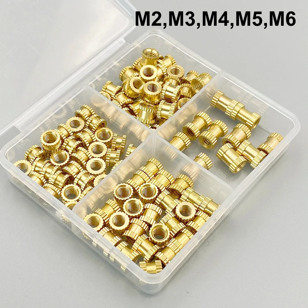 Brass Heat Insert Nut Hot Melt Nuts M2 M3 M4 M5 M6 Thread Knurled Embedment Copper Nuts 3D Printer Accessories