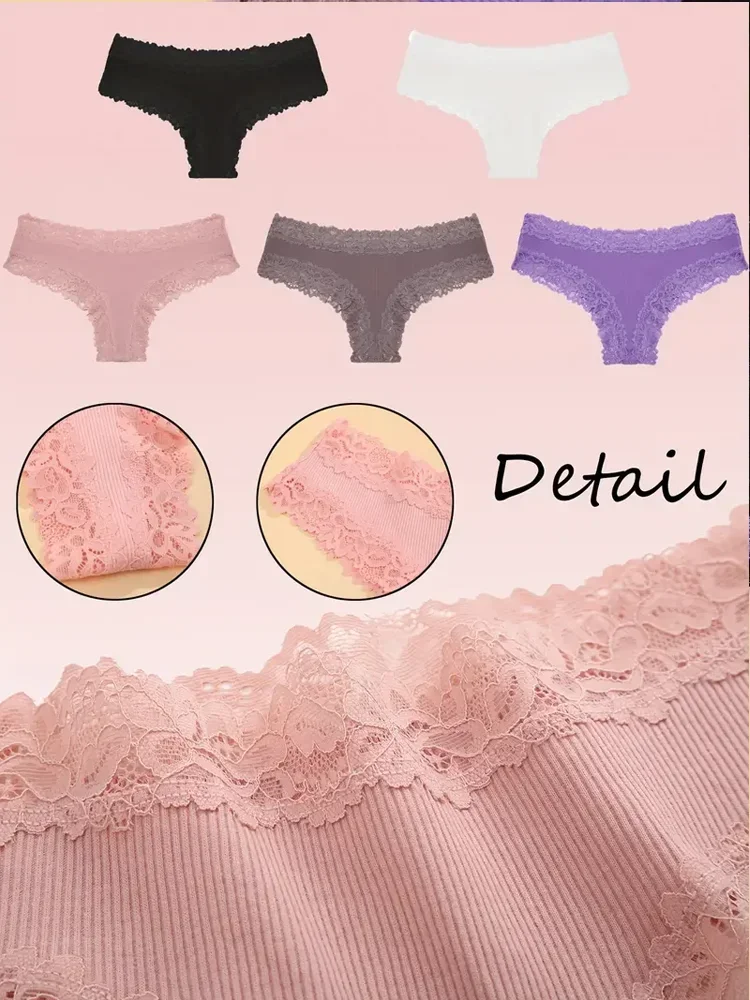 3Pcs/set Women Cotton Lace Panties Floral Intimate Underwear Trendy Patchwork L… - Image 4
