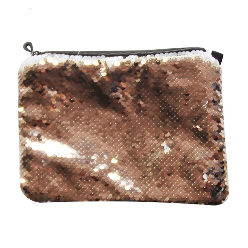 Shiny Sequins Magic Sublimation Blank Cosmetic Makeup Bag Women Fashion Handbags Zipper Pouch for Heat Transfer Printing Logo