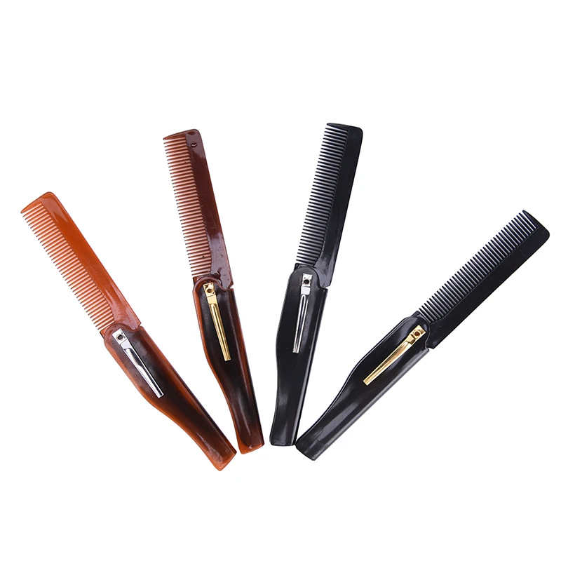 【B】1Pc Foldable Hair Comb Pocket Clip Hair Moustache Beard Comb Hair Styling Tool