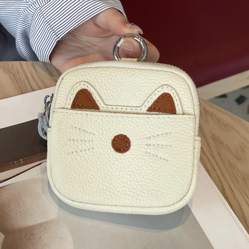 Hard Coin Purse Street  Cartoon Purse Zipper Pouch Genuine Leather Lipstick Bag For Commuting Short Trips Shopping