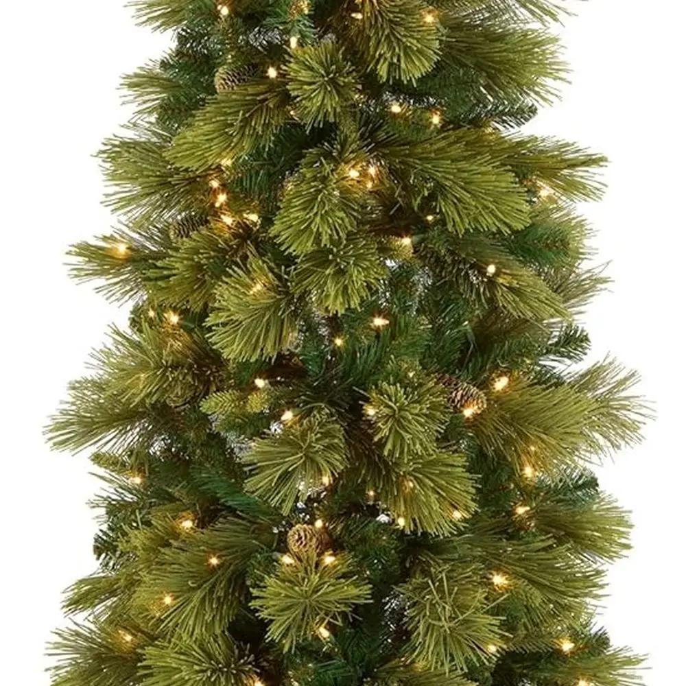 

Carolina Pine Slim Artificial Christmas Tree with 350 Clear Lights, 516 Tips, and Stand, Green