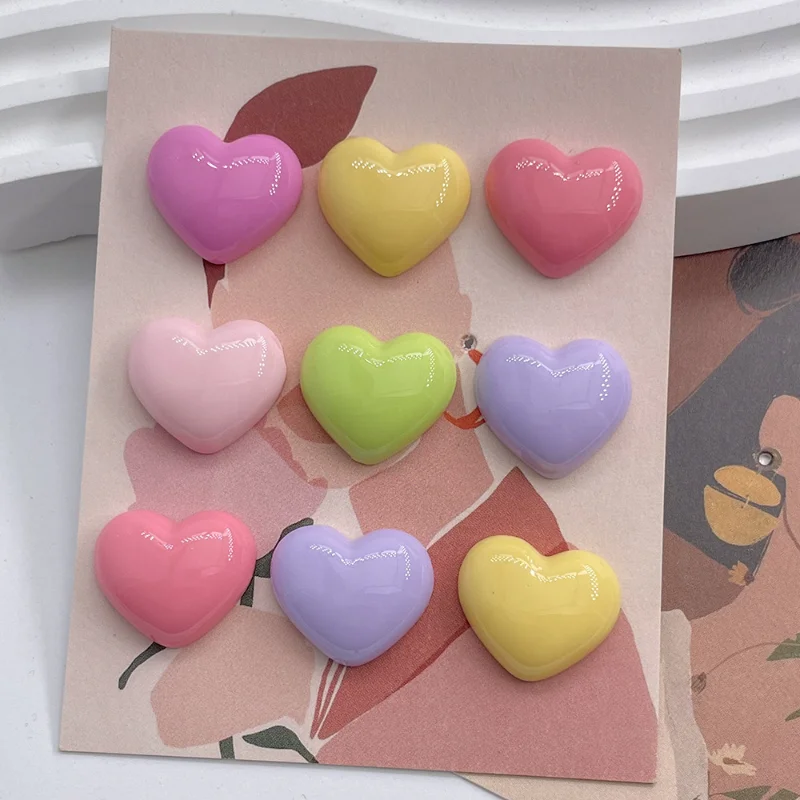 21x19mm Shiny Colorful Hearts Cabochons Flatbacks Scrapbooking and Crafts DIY Jewelry Cabujones de Resina Diary Decoration