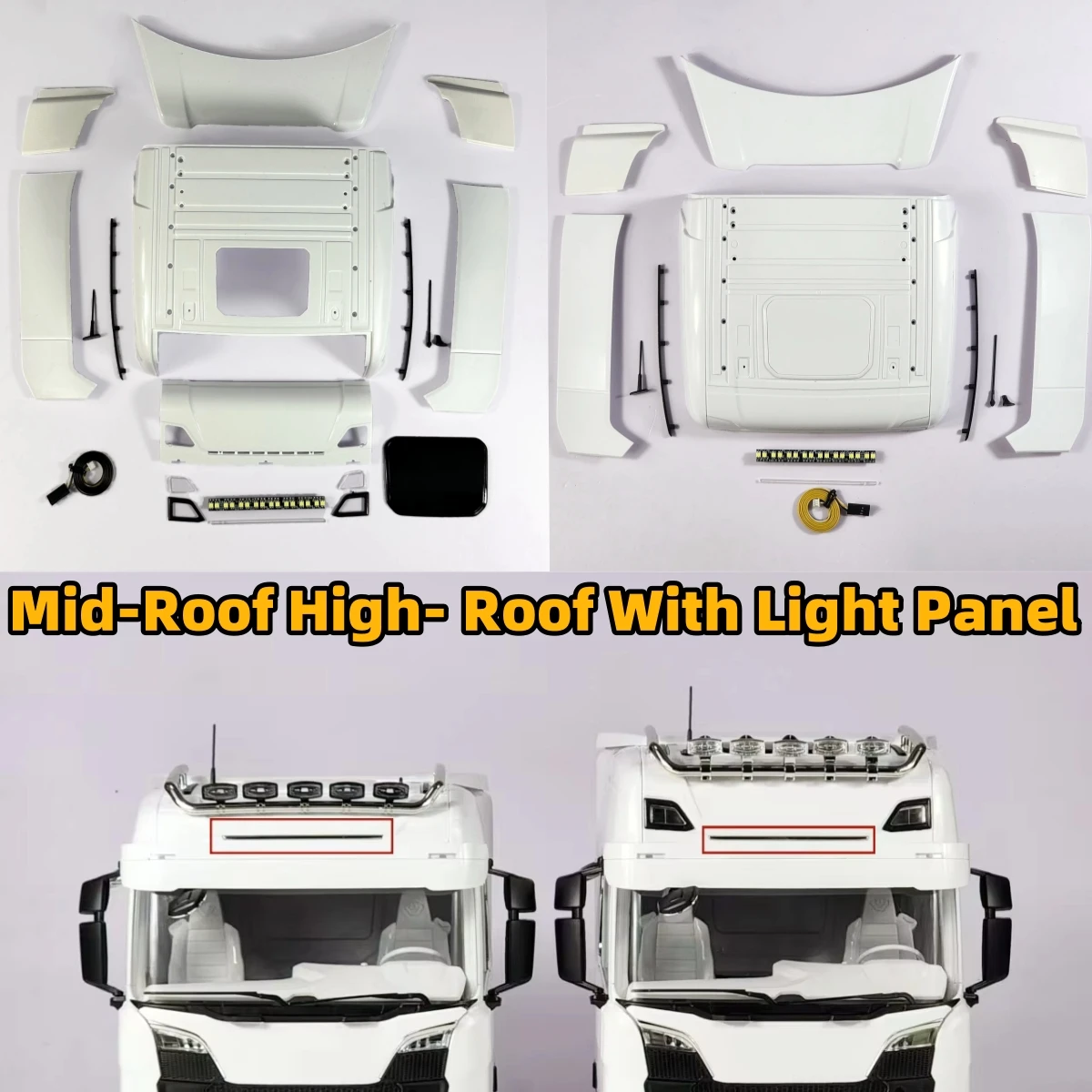 

Средняя крыша, высокая крыша со световой доской, средний верх, высокий верх для 1/14 Tamiya RC SCANIA Light Group, детали игрушек с дистанционным управлением