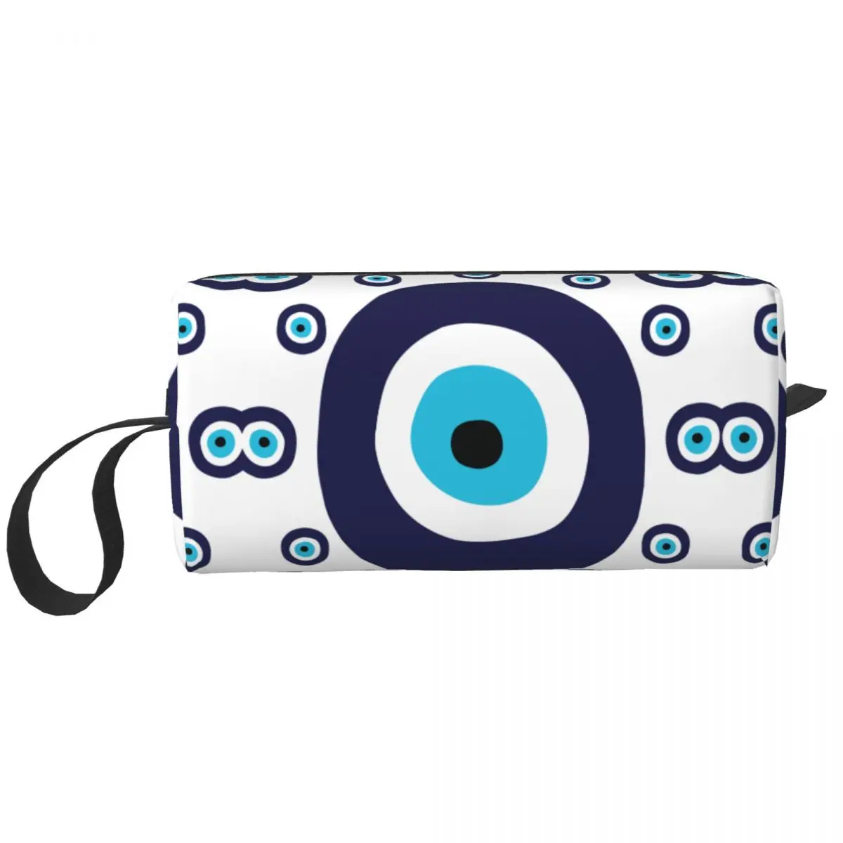 

Navy Blue And Aqua Nazar Evil Eye Lucky Charm Makeup Bag Boho Cosmetic Bag Travel Toiletry Makeup Pouch Storage Purse Women