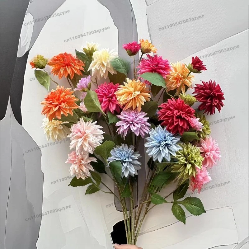 Arrangement floral artificiel pour salle de mariage, splendide Dahlia, décoration de la maison, ornement pour ensemble de fenêtres de Monet, accessoire de fleur