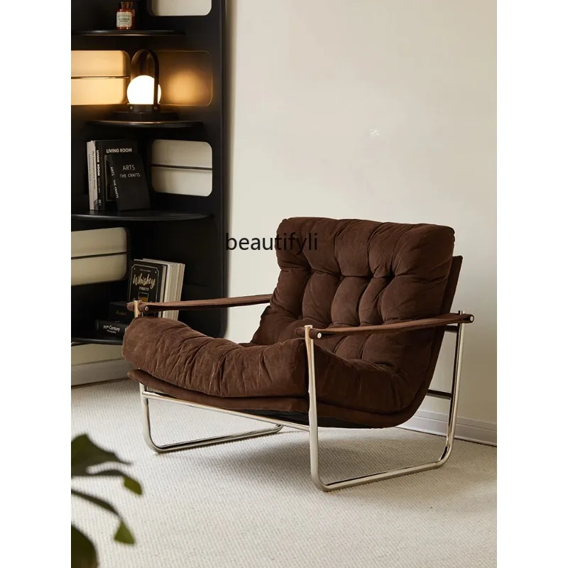 

Nordic Retro Single-Seat Sofa Chair Simple Small Apartment Home Living Room Lazy Bone Chair Recliner Balcony Leisure Chair