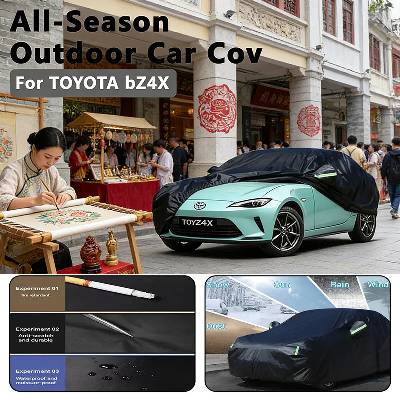 

Всесезонный автомобильный чехол для TOYOTA bZ4X — полная защита на открытом воздухе, водонепроницаемый пылезащитный термостойкий снежный чехол для автомобиля