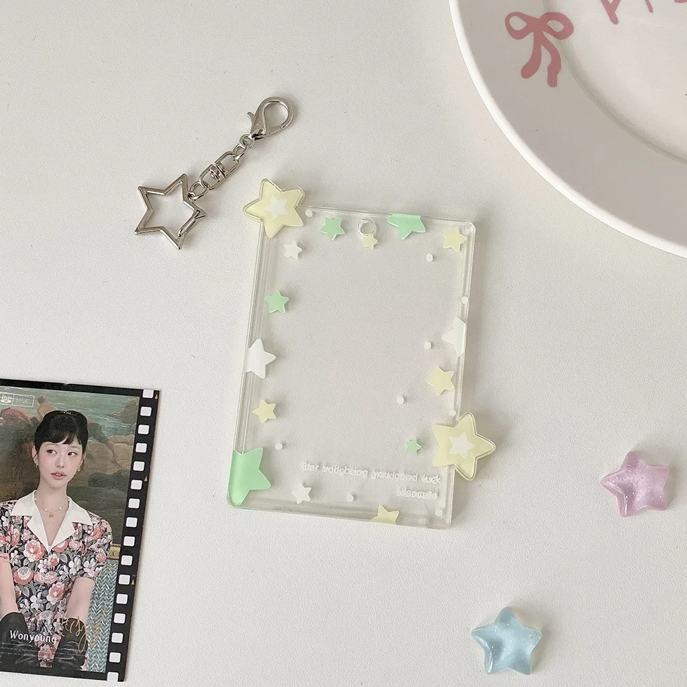 Kpop Koreanischer Transparenter Acryl-Sternen-Fotohalter (3 Zoll) – Süße Mädchen-Idol-Aufbewahrungsanhänger-Kartentasche, Deko-Schlüsselanhänger-Geschenke