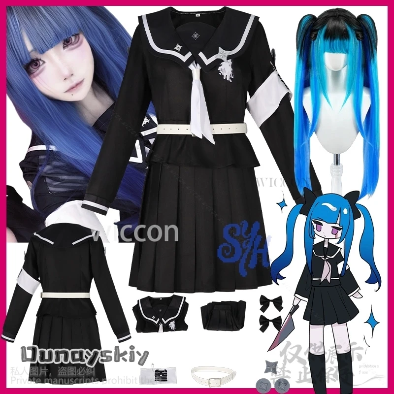 

Anime Game The Hundred Japanese Jirai Kei Girls Amemiya Darumi Cosplay Goth School Uniform Black Mini Dress Jsk Lolita Halloween