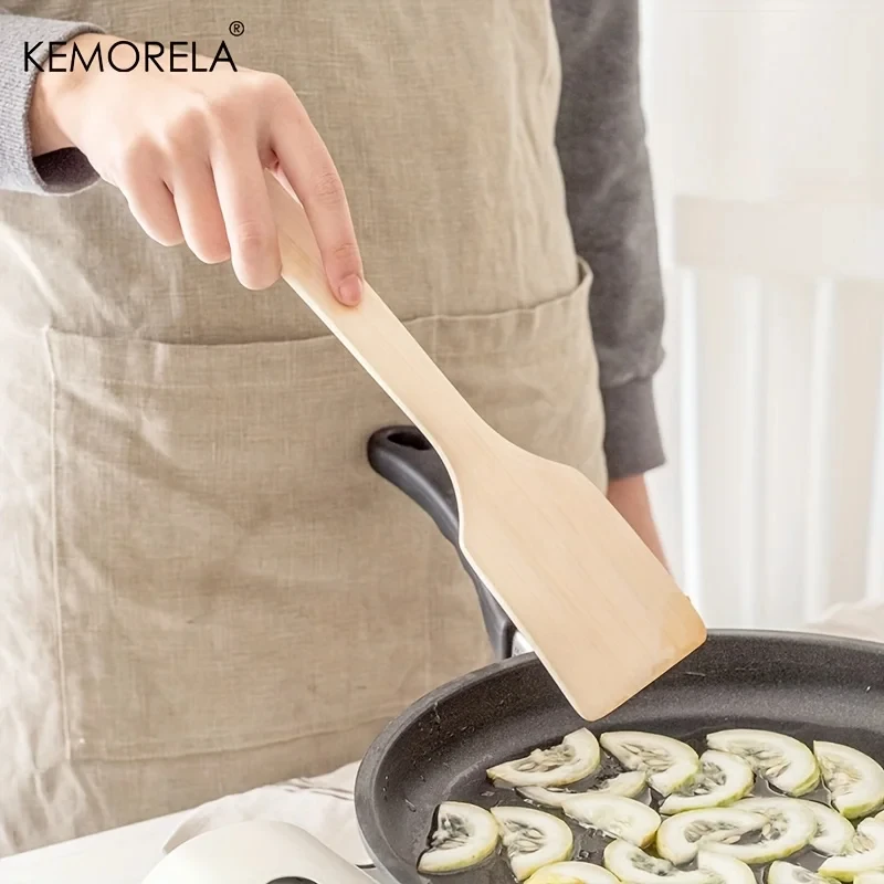 1/2PCS Natural Wooden Spatula Nonstick Cooking For Food Frying Mix Stir Fry Kitchenware Household Kitchen Gadgets