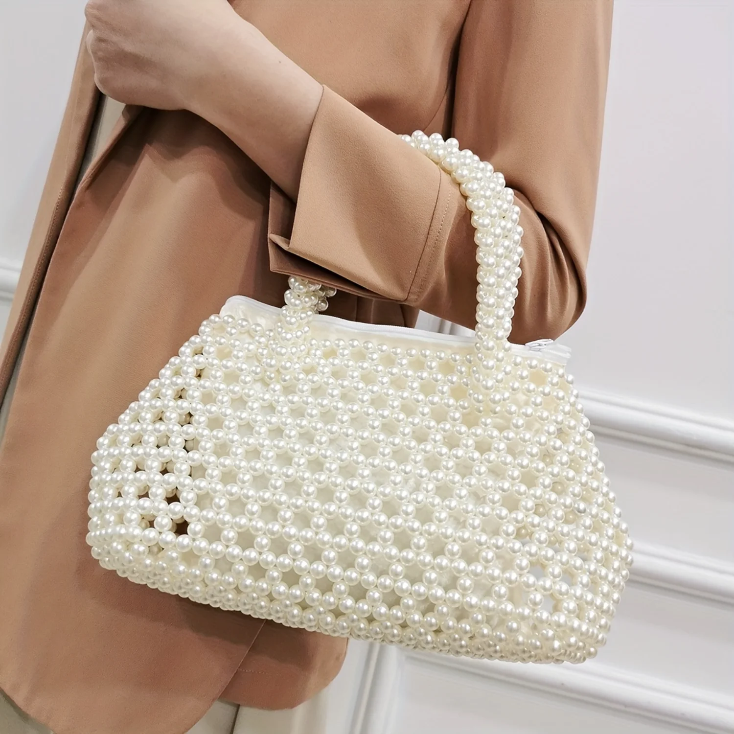 

Pearl Beaded Evening Clutch, Formal Banquet Handbag for Wedding Party Prom Cocktail