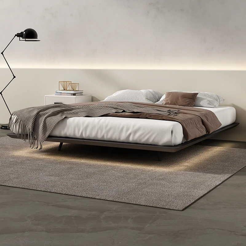 

Bed Italian Minimalist aster Bedroom Solid Wood Double odern 2 X Hanging without Backrest