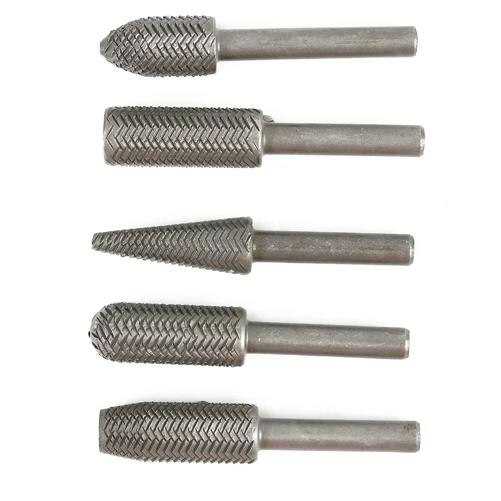 5PCs Metal Cutter Drill Bits Rotary Bits Rasp For Steel Grinding Carving Tungsten Carbide Burr Rotary Rasp File Milling Cutter