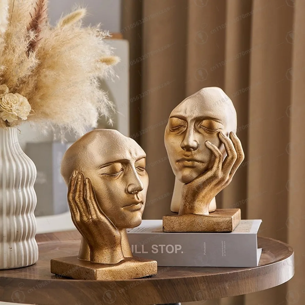 Vintage Thinker Book Ends for Shelves, Decorative Gold Bookends,Heavy Book Stopper for Desk, Antique Home Office Decor Aesthetic