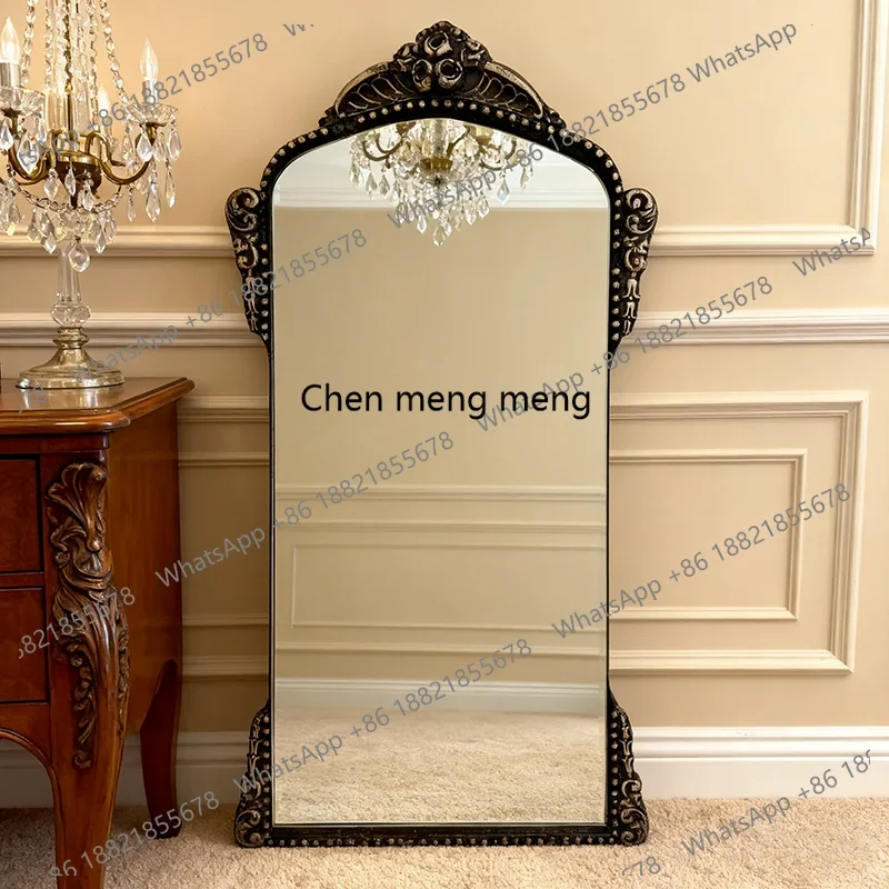 French Retro American Style Wall-Mounted Full-Length Home Dressing Bedroom Floor Mirror