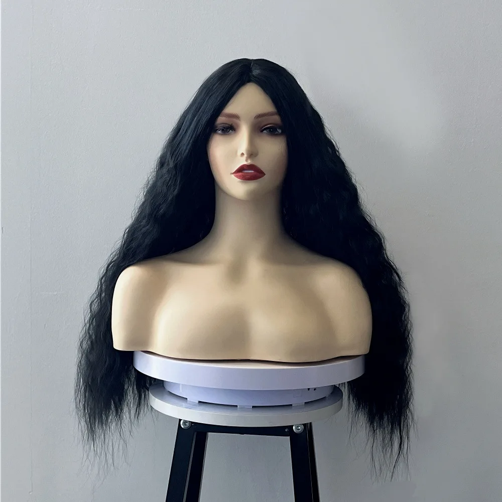 Natural hair quality wig with modified head shape, lightweight to wear, long curly hair, synthetic material