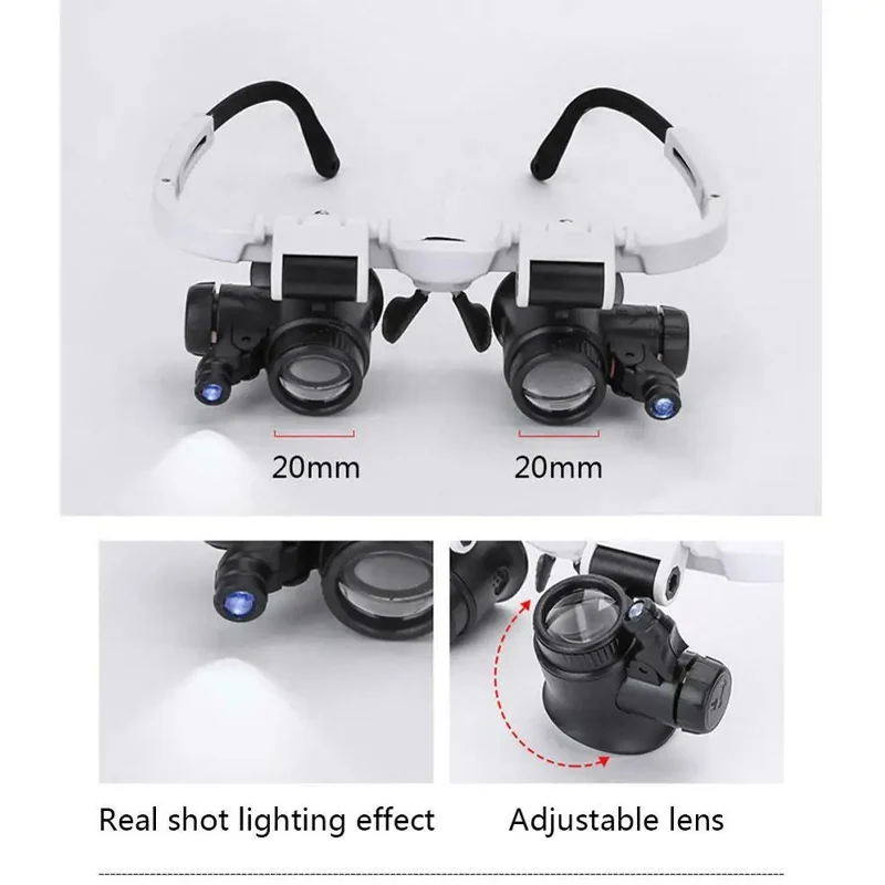 8X/15X/23X Telescopic Jeweler Magnifier Loupes With LED Light Len Magnifying Glass for Precision Work Eyewear Reading Watchmaker