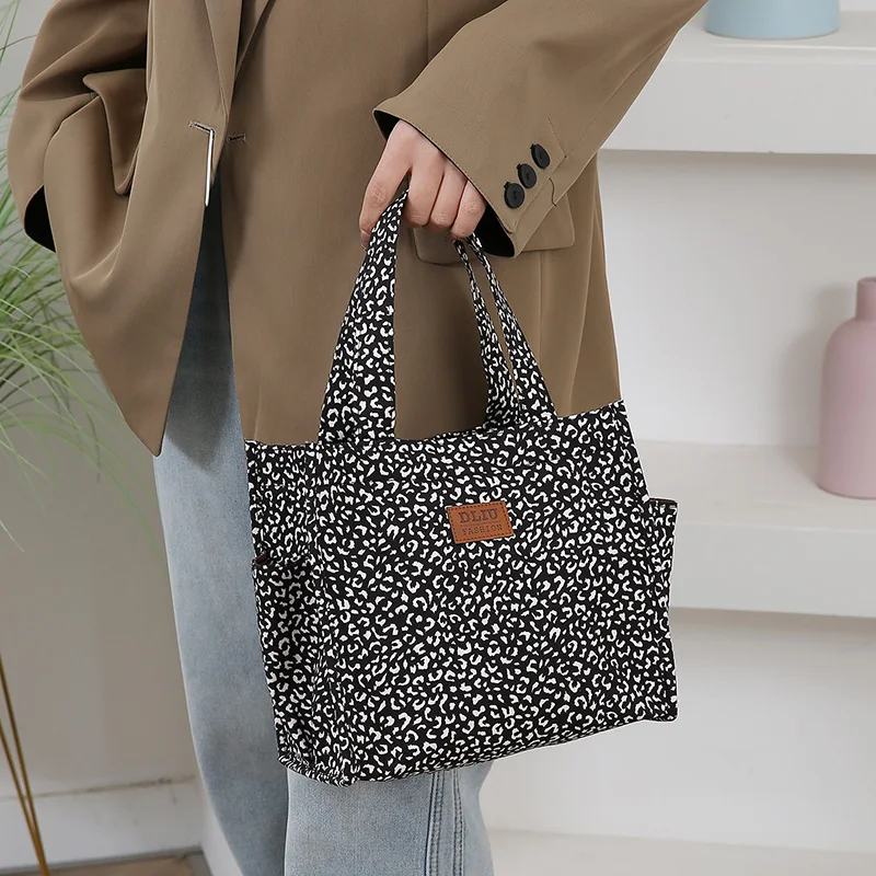 Neue Handtasche aus verdicktem Stoff mit Blumenmuster, Lunch-Tasche, tragbare Lunchbox-Aufbewahrungstasche, Reißverschluss-Design, multifunktionale Tragetasche – Detail 18