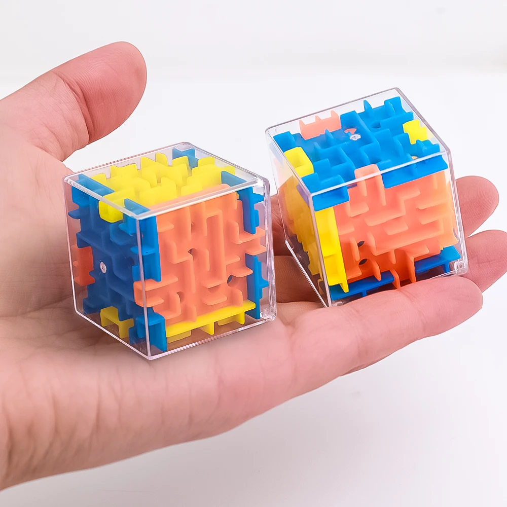 2pcs Kids Puzzle Educational Toys Transparent 3D Walking Bead Three-dimensional Maze Pinball Pressure Relief Mini Round Maze Toy