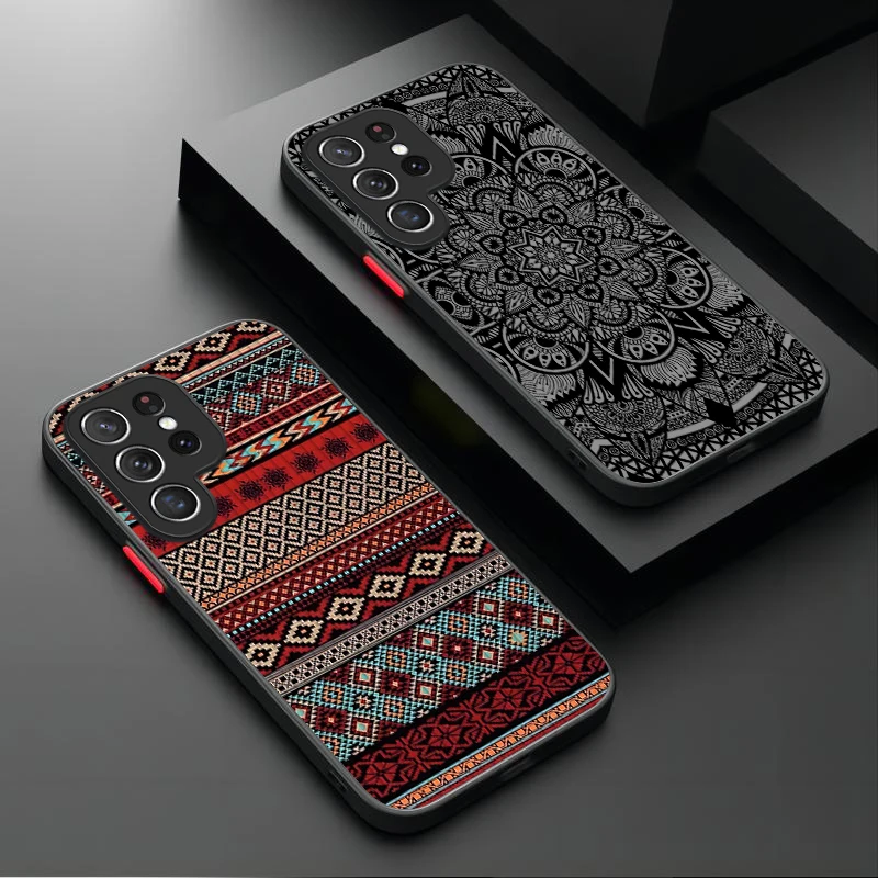 Винтажный чехол для телефона с тотемным узором для ПК для Samsung Galaxy S25 S24 S23 Ultra S22 S21 Plus FE A56 A36 A26 A16 A06 A15 A25 A35 A55 5G