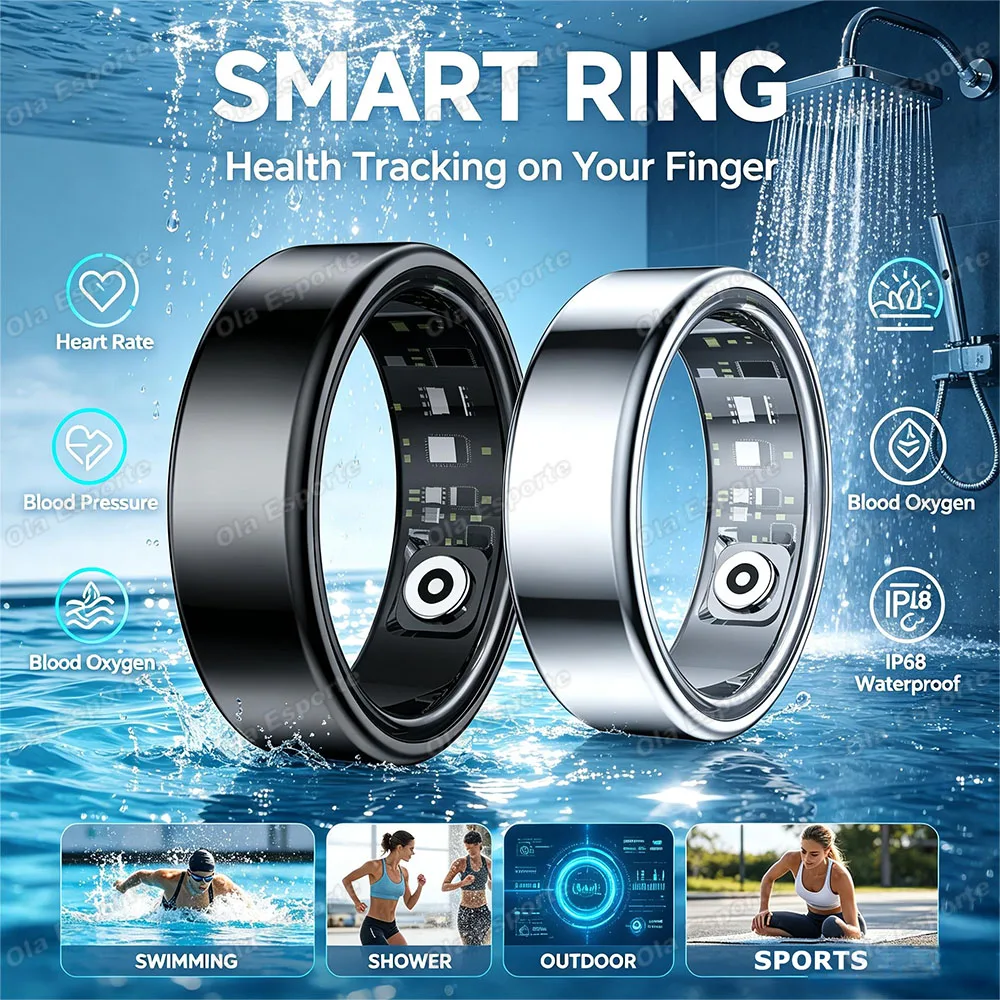 2026 Verbesserter Smart Ring für Männer und Frauen Herzfrequenz Blutdruck Gesundheitsmonitor Schrittzähler Outdoor-Sport Wasserdichter Smartring