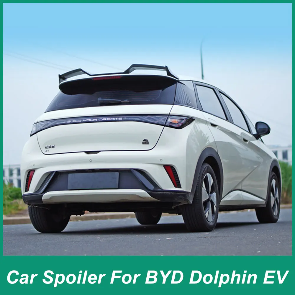 

Задняя Крышка багажника для BYD Dolphin 2021-2024, спойлер на крыше, брызговик 3D формы, внешний вид, комплект модифицированного ABS материала, черный карбон