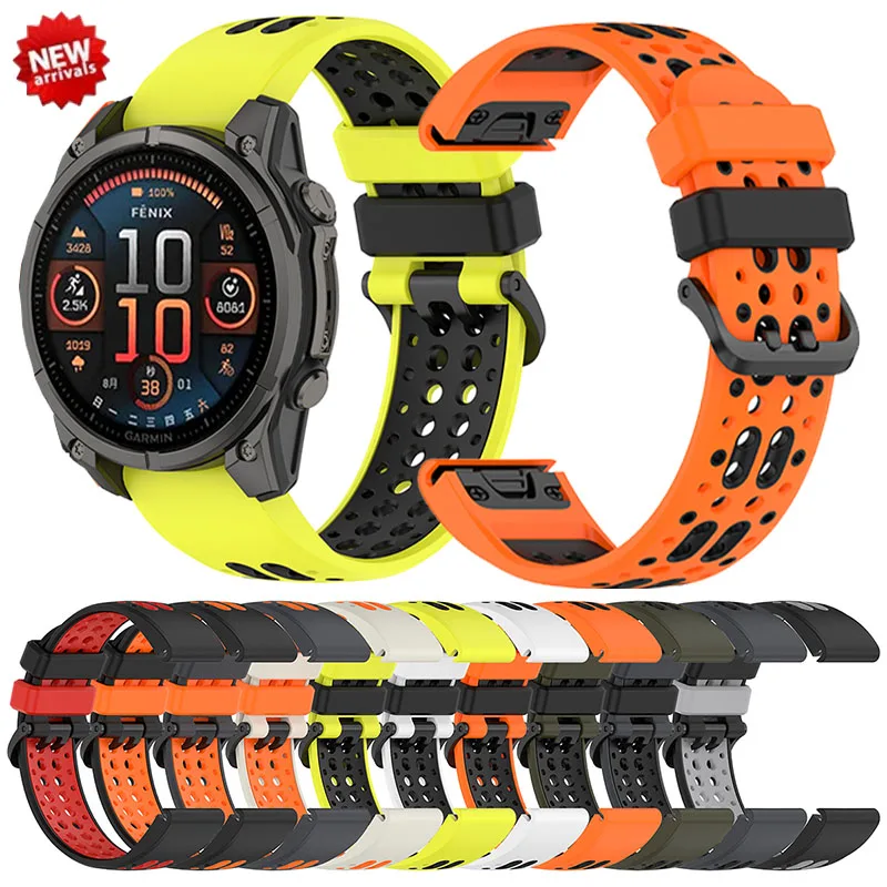 Atmungsaktives Sport-Silikonarmband für Garmin Fenix E 8 47mm 51mm 7 7X Armband für Garmin Enduro 3 QuickFit 26mm 22mm Uhrenarmband