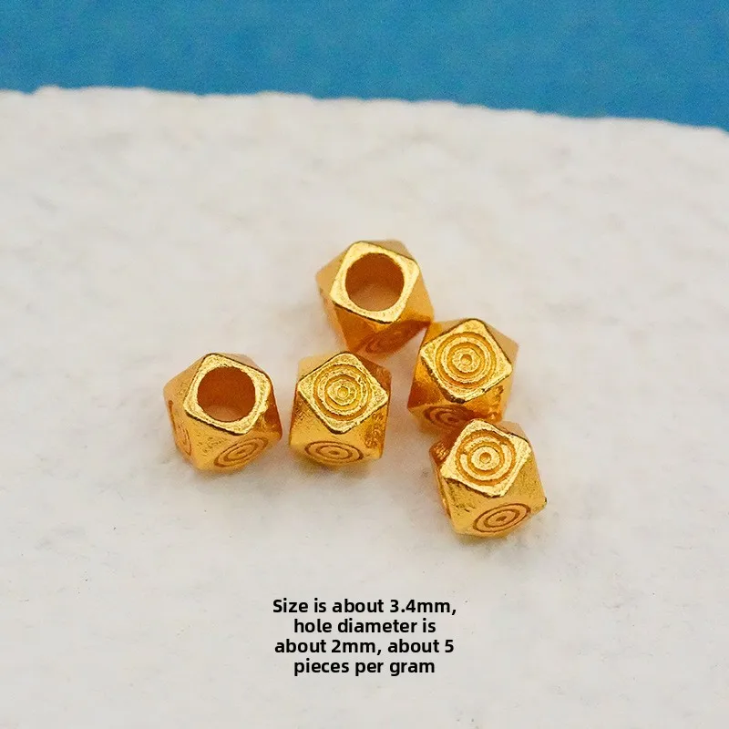 Chinese Style Lucky Fortune Attracting Auspicious S925 Silver 24k Gold Plated Spacer Beads Assorted Cloud Gourd Fu Pattern For