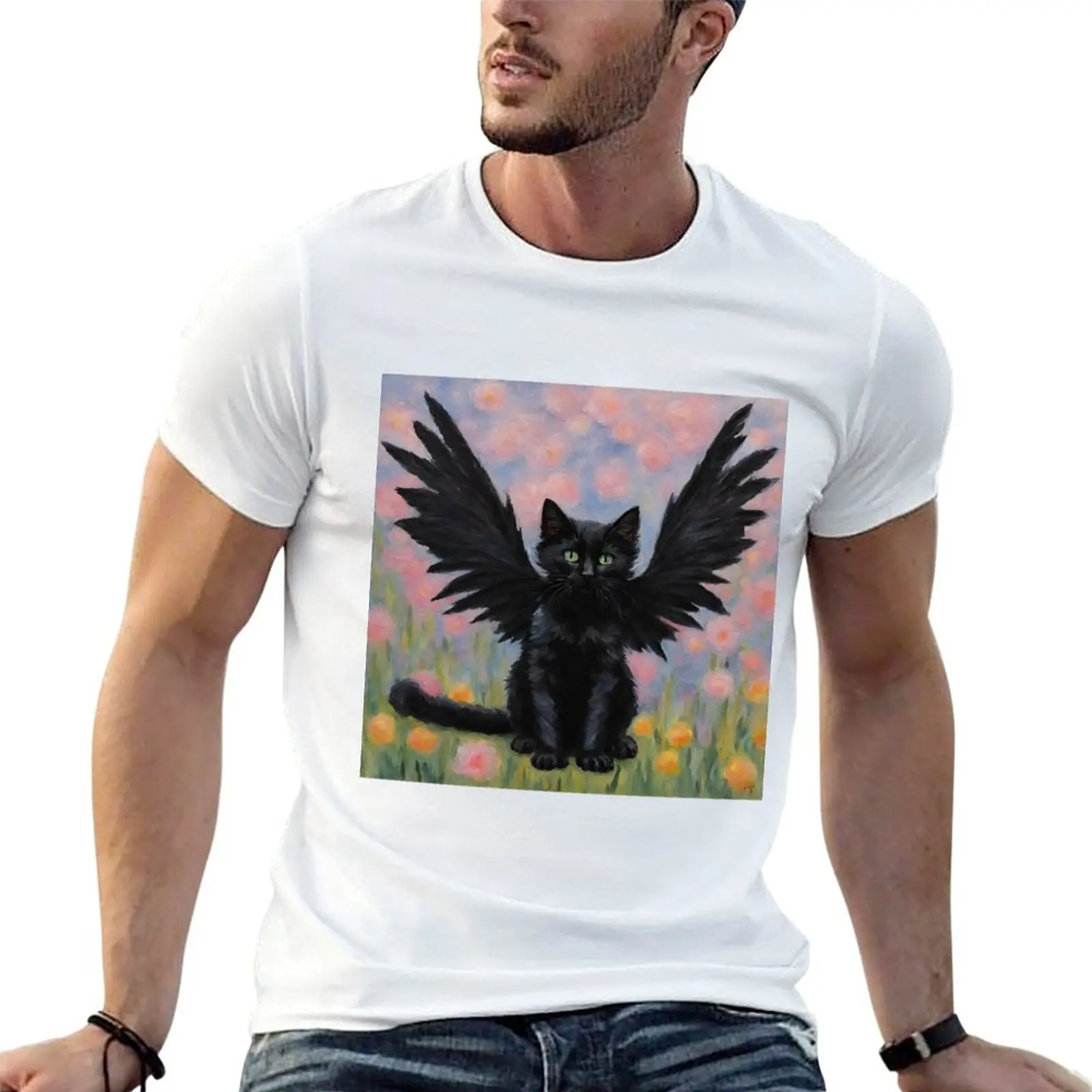 

Emerald Black Cat T-Shirt man t shirt cotton high quality t shirt for man T-Shirt