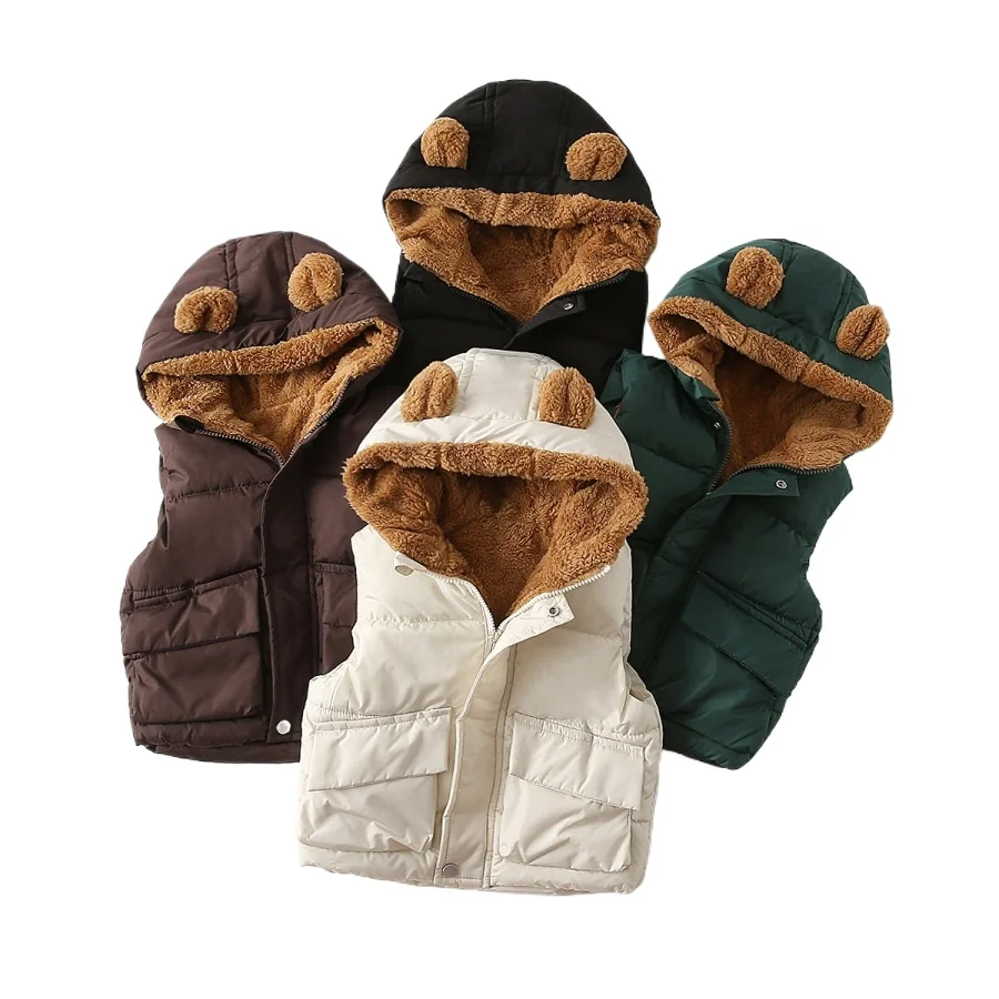 Fleece Thickening Toddler Kids Waistcoat Boys Girls Vest Thermal Winter Children's Clothes Hoodies