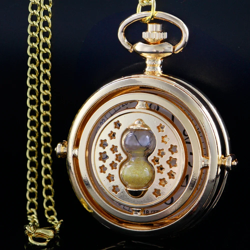 

2023 New Hollow Hourglass Design Pocket Watch For Women Men Luxury Gold Quartz Necklace With Chain Gifts Clock reloj hombre