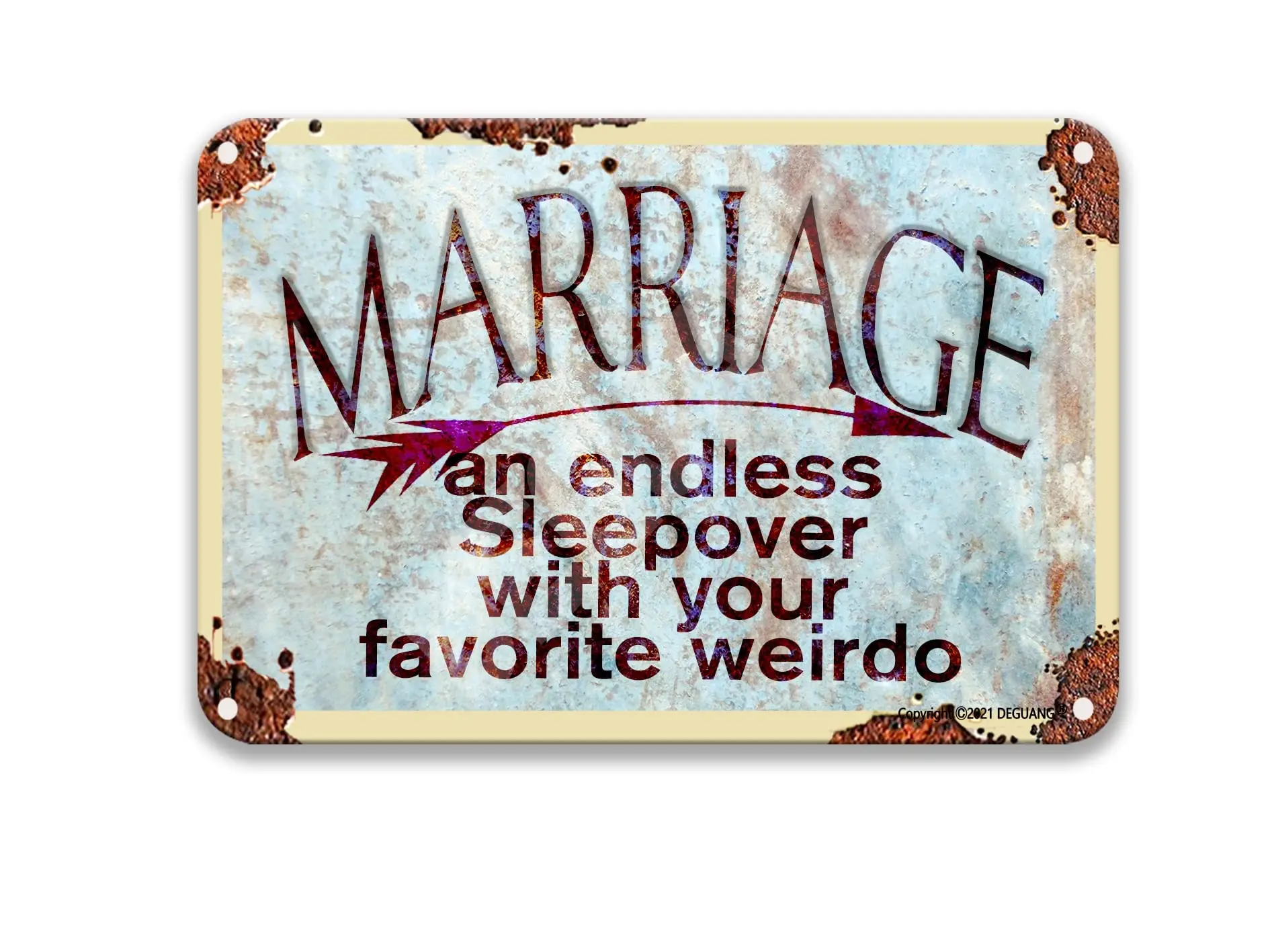 Marriage An Endless Sleepover With Your Favorite Weirdo Retro Look Decoration Art Sign Party Tin Sign Decor For Home Man Cave De