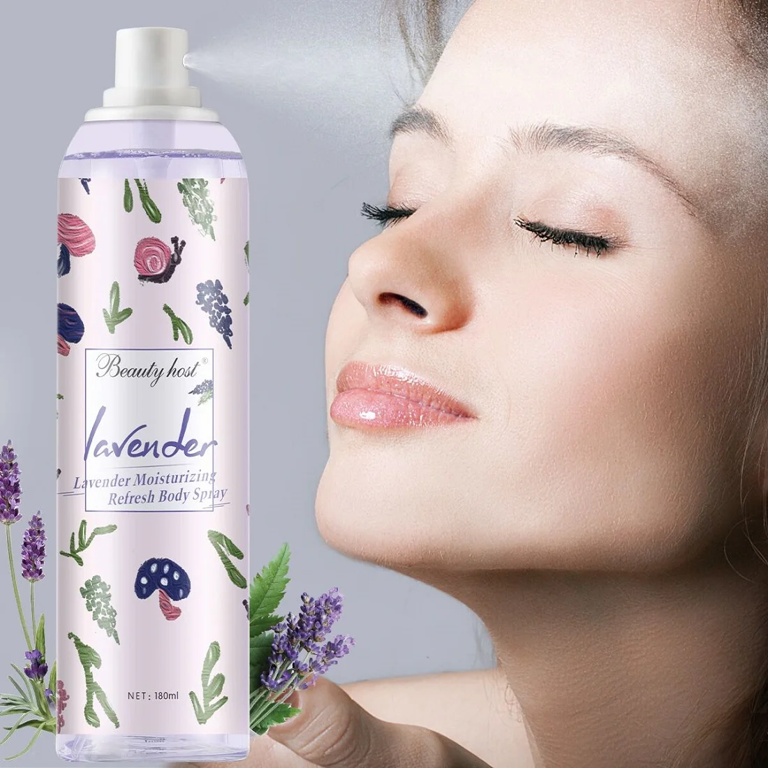 Beauty Host 1 Bottle Natural Fresh Rose Lavender Camellia Moisturizing Nourishing Soothing Facial Body Spray Skin Care 180ml