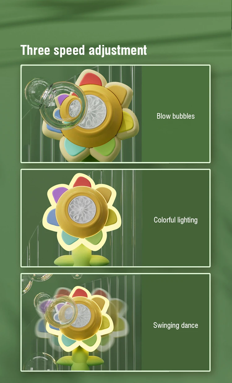 Pistola eléctrica de burbujas de girasol, máquina sopladora de burbujas de jabón con cabezal oscilante automático, juguete para exteriores, regalo de cumpleaños para fiesta de niños
