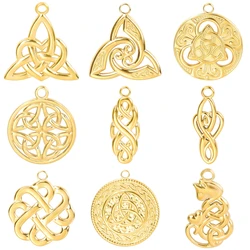 10pcs/lot Vintage Stainless Steel Celtic Knot Trinity Pendants Triquetra Charms Irish Infinity Knot DIY Jewelry Marking Findings