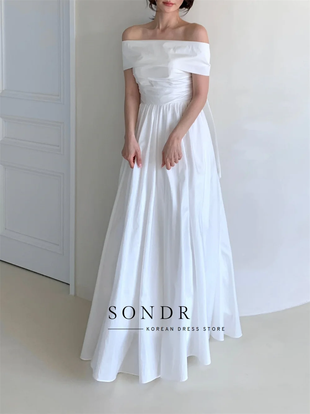 Sondr Variolus Styles Taffeta Wedding Dress with Shawl,Puff Sleeves,Scarf Korean Photography Gown A Line Bride's Gown Customized