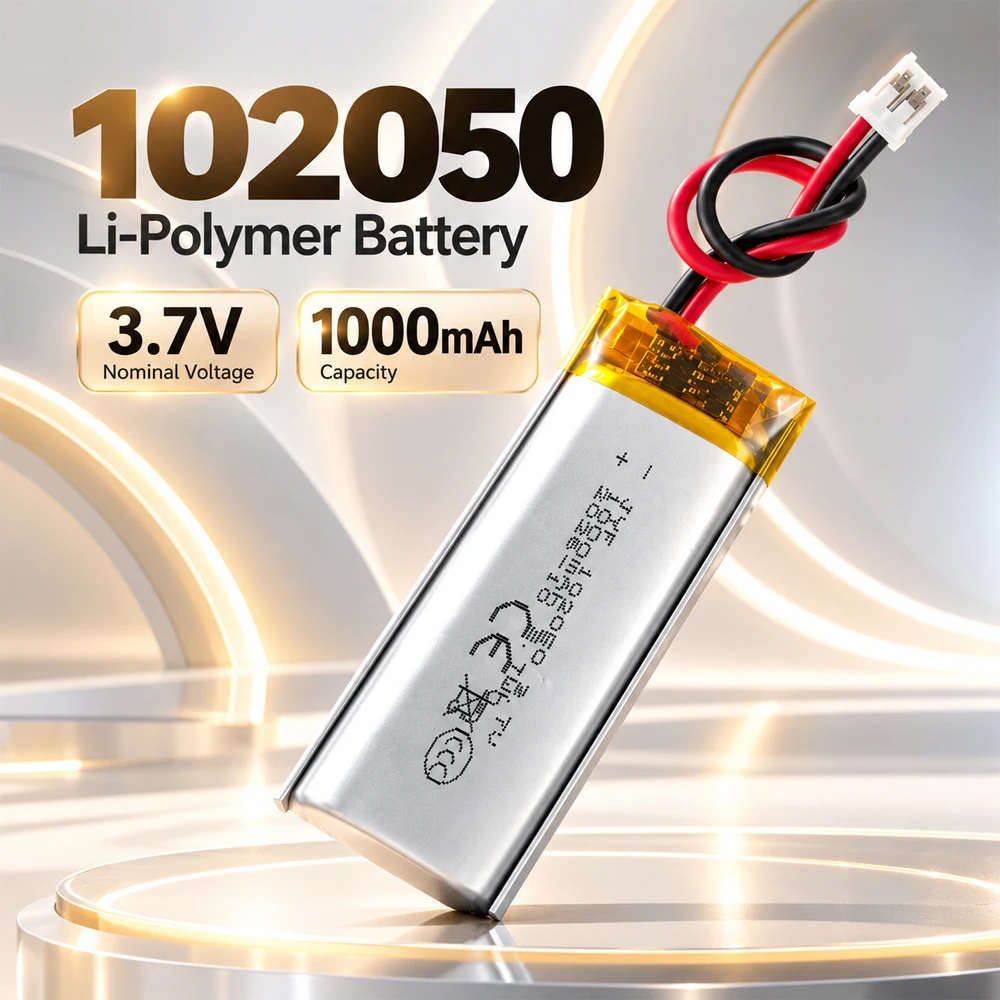 102050 3.7V Polimerowa Litowa Mała Akumulatorowa Bateria 1000mAh Li-Po do Stalowego Głośnika Bluetooth Narzędzie do Ładowania Baterie MP3/4/5