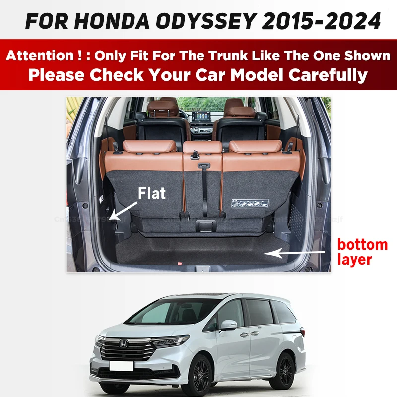 For Honda Odyssey 2015-2024 23 22 21 20 19 18 17 16 15 3D Car Trunk Mat Cargo Liner Carpet Interior Accessories Cover