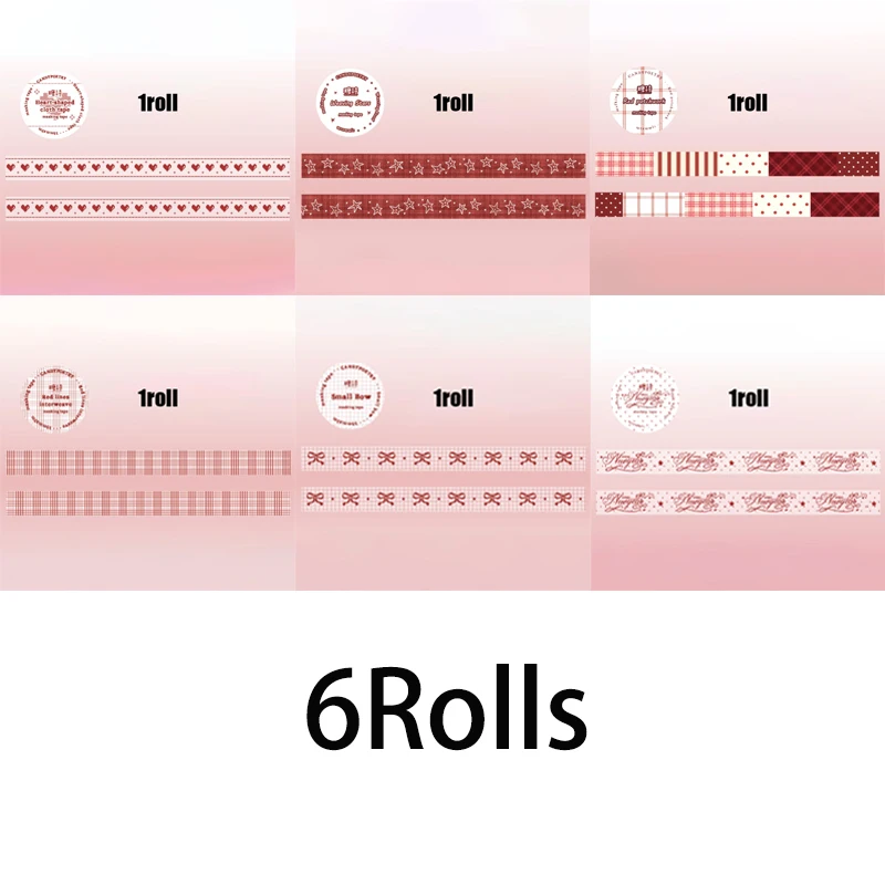 Mr. Paper Crimson Prelude PET Tape 3-Roll, Glitter Sand Material Journal Decor, Red Theme Collage Material, Creative Stationery view 6