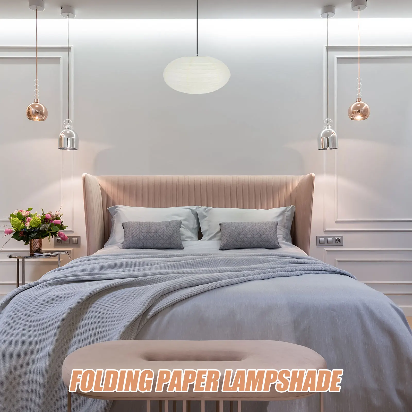 

2 Pcs Paper Lantern Shade Foldable Hanging Lamp Cover Pendant Light Shades Outdoor Replacement Lampshade