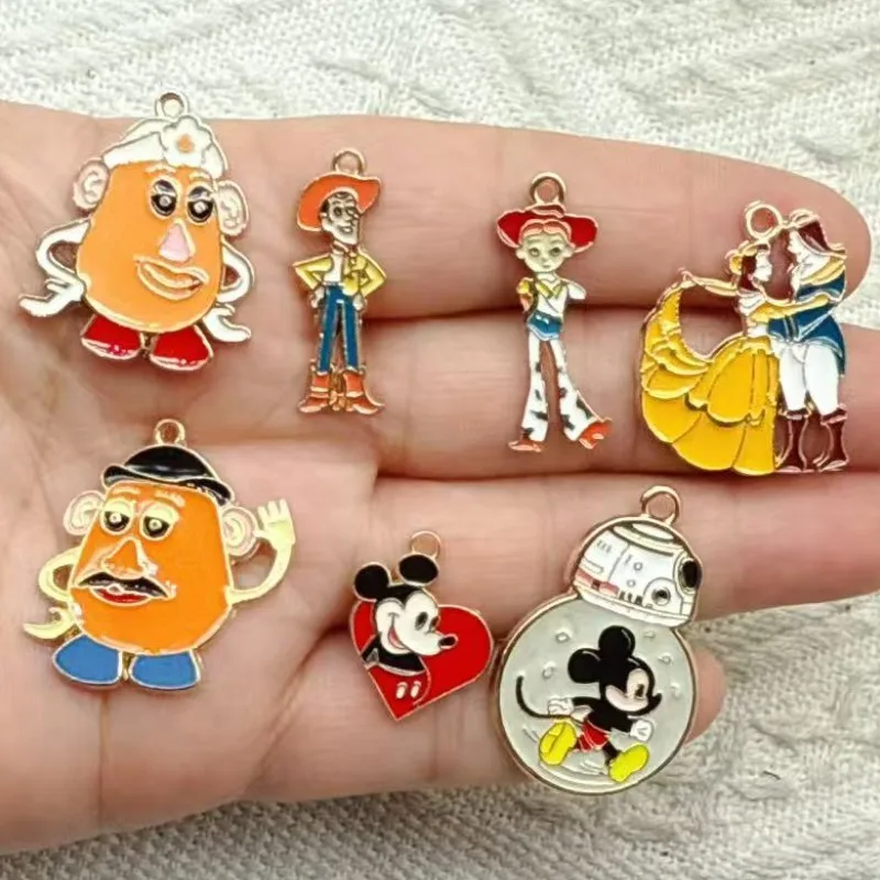 10pcs Cartoon Toy Story Decorations Cute Alloy Pendant Anime DIY Couple Creative Fashion Jewelry Accessories Gift